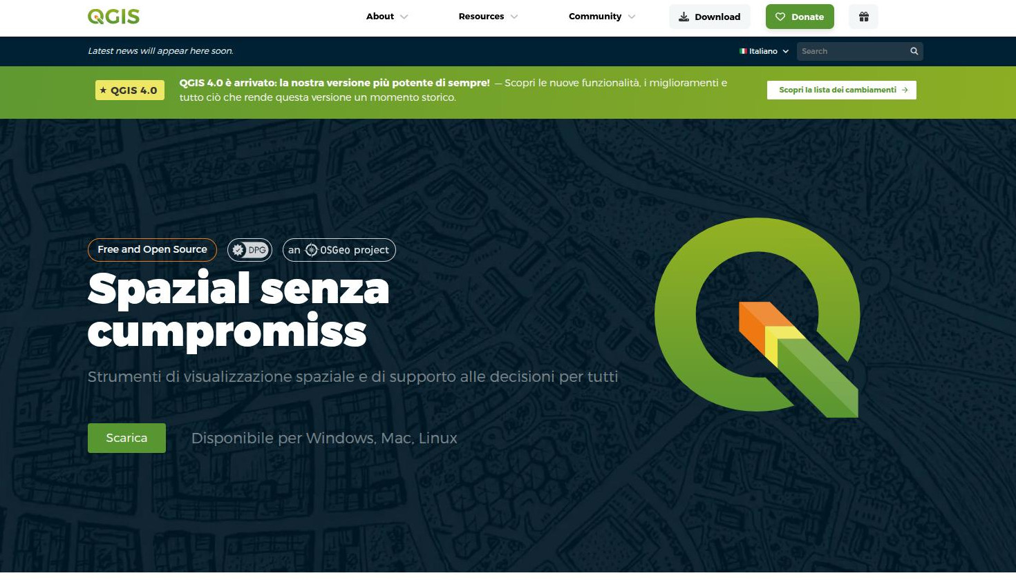 TODO: qgis.org shown in Italian